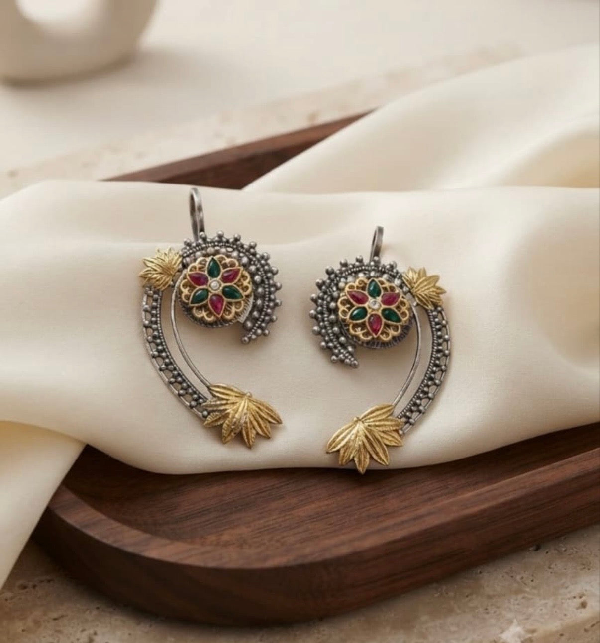 Phool Silver Replica Earcuff