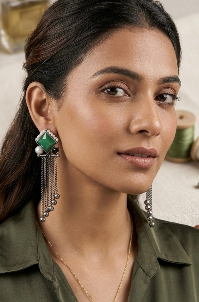 Burfi Silver Replica Danglers