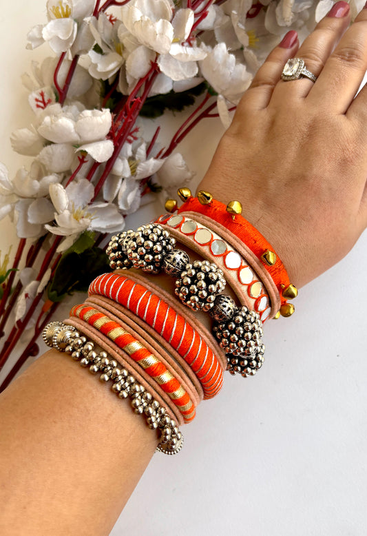 Orange Bindiya Fusion Set
