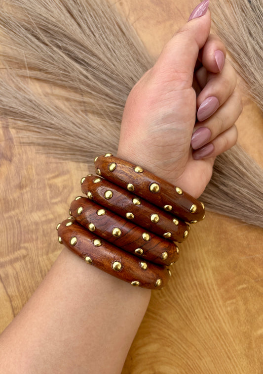 Round Wooden Bangles Set of 4 pcs.