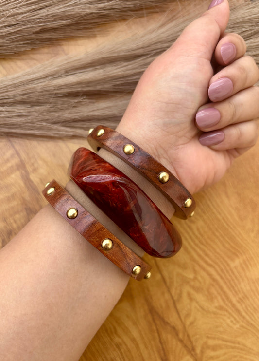 Wooden Ruby Bangles Set