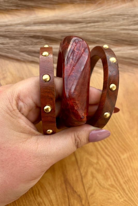Wooden Ruby Bangles Set