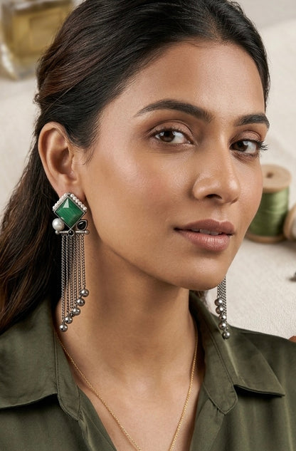 Burfi Silver Replica Danglers