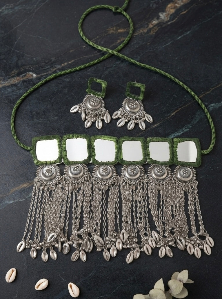 Olive Mirror Heavy Choker Set