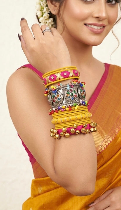 Mustard fusion bangles set