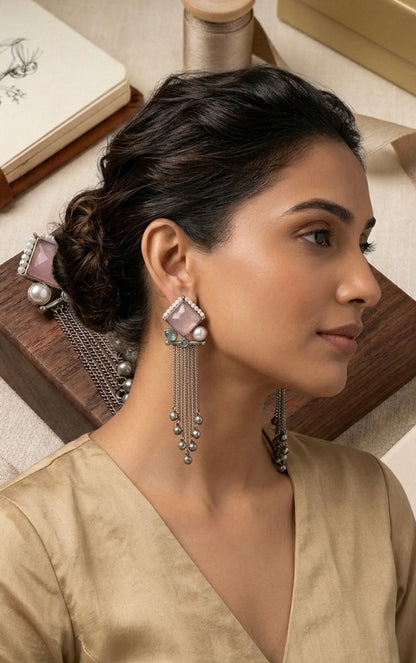 Burfi Silver Replica Danglers