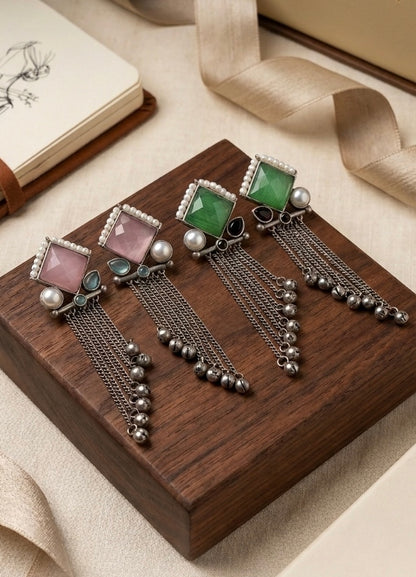 Burfi Silver Replica Danglers