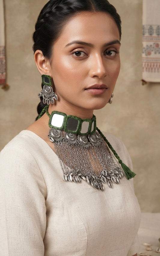 Olive Mirror Heavy Choker Set