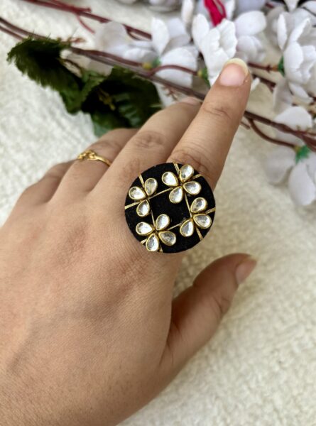 Black Kundan Ring