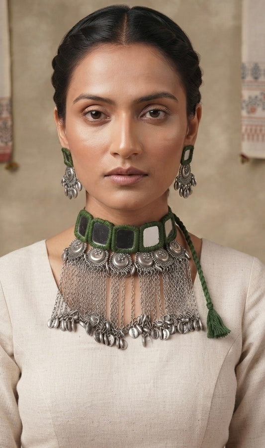 Olive Mirror Heavy Choker Set