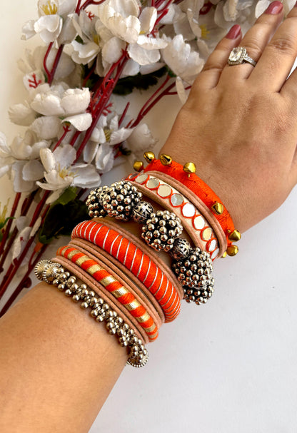 Orange Bindiya Fusion Set