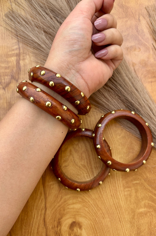 Round Wooden Bangles Set of 2 pcs.