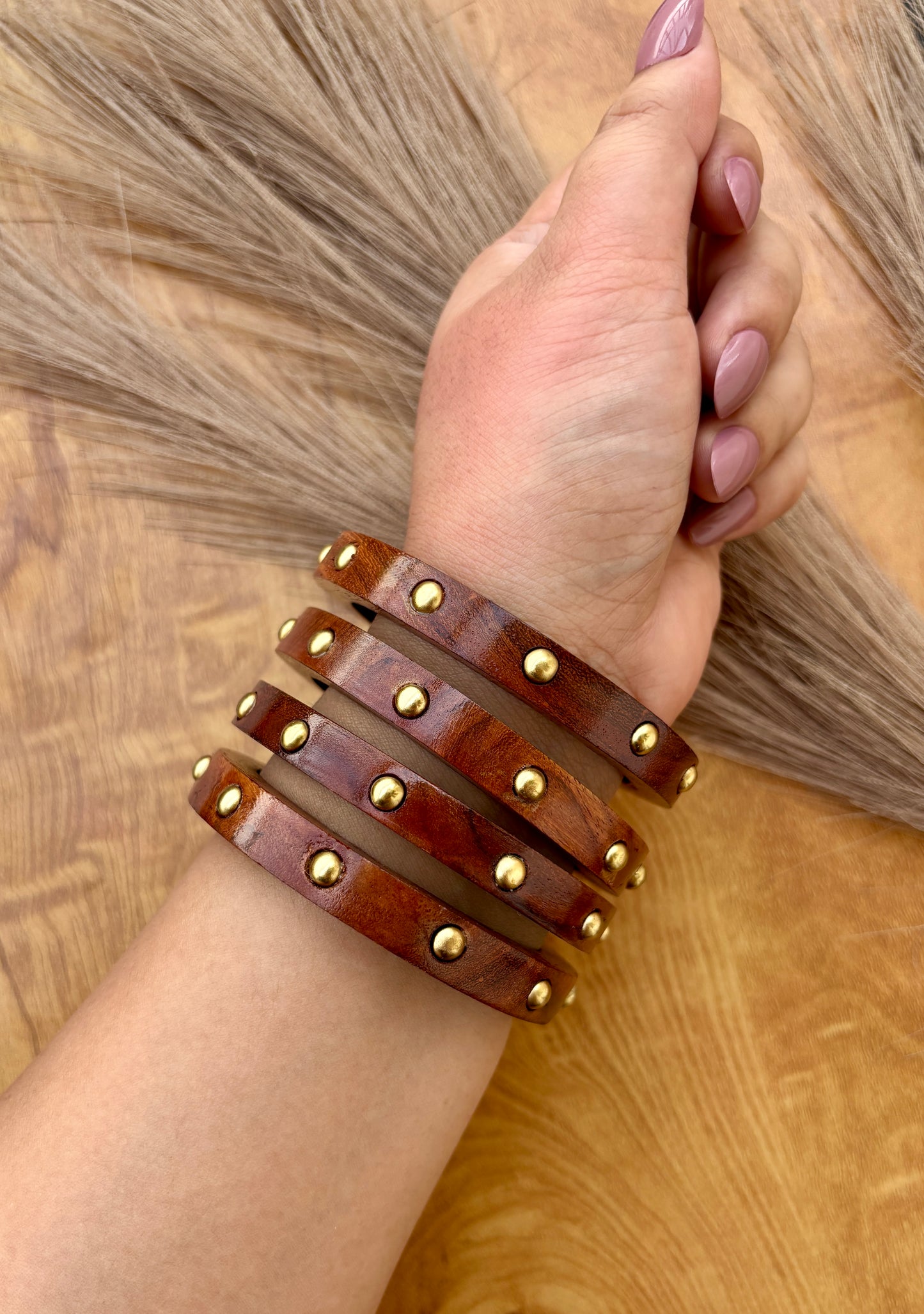 Flat Wooden Bangles Set of 4 Pcs.
