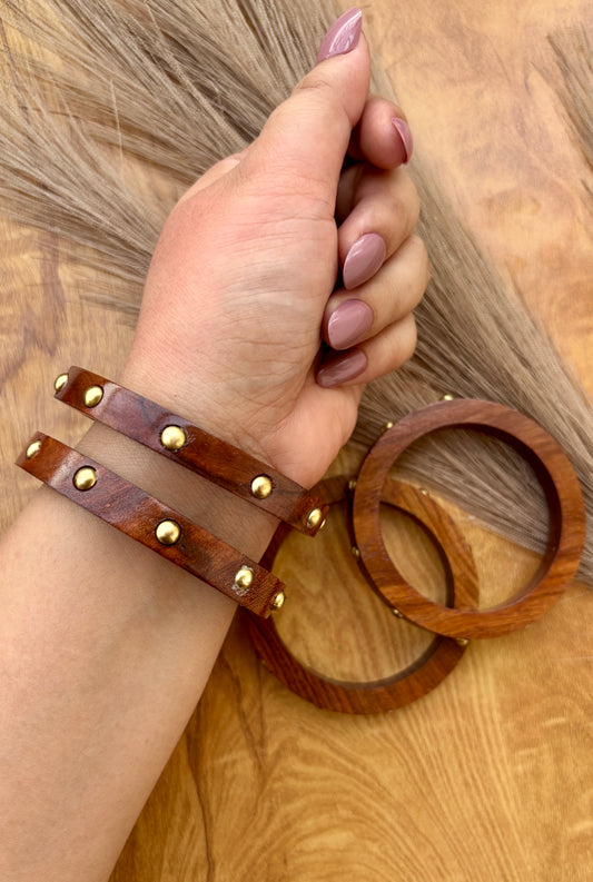 Flat Wooden Bangles Set of 2 pcs.