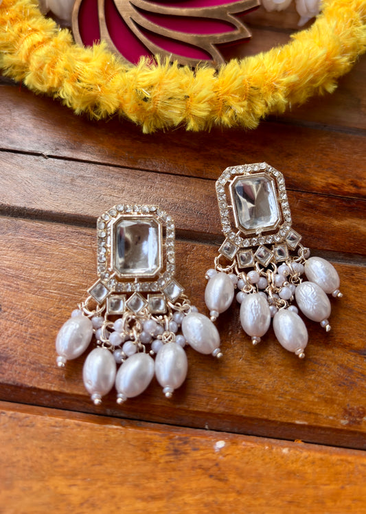 Polki Pearl Earrings